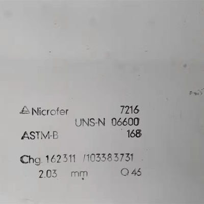 L'alliage ASTM B166 nickellent le plat d'Inconel 600/feuille de Hastelloy 600