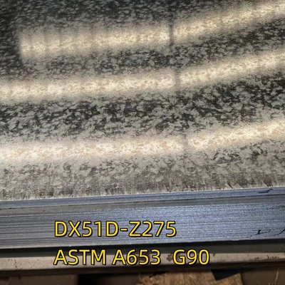 Matériau DX51D-Z275 ASTM A653 G90 tôle d'acier galvanisé 3.0x1250*2500MM zéro spangle