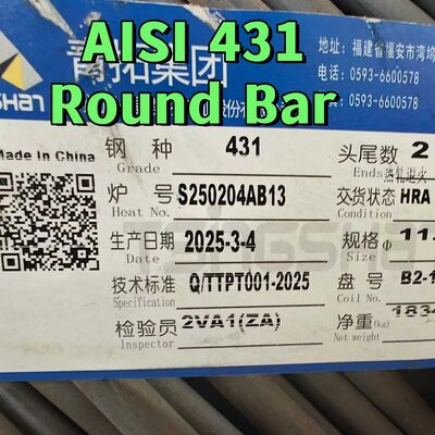 Barre ronde en acier inoxydable laminée à chaud SUS431 de qualité 14cr17ni2 Aisi 431 DIN1.4057 75 mm Barre noire