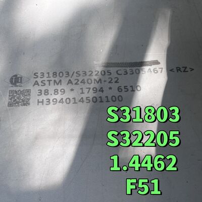 Plaque en acier inoxydable ASTM A182 F51 38*1220*2440mm S31803 1.4462 Acier Duplex