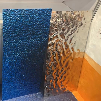 0.5*1220x2440mm en acier inoxydable en feuille ondulée à l'eau Plaque 201 moyenne ondulée en or rose