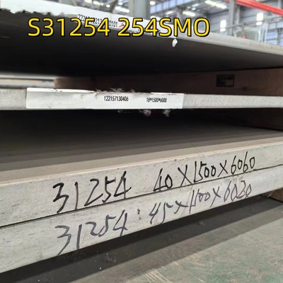 ASTM A240 SS 254SMO S31254 Épaisseur 6 mm x 4' x 8 Plaque en acier inoxydable DIN 1.4547 F44 40*1500*6000MM