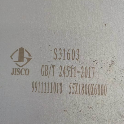 Plaque en acier inoxydable 316L de 55 mm d'épaisseur Plaque 2000*6000 mm Din1.4404 s31603 12 mm d'épaisseur Plaque SS Grade 316