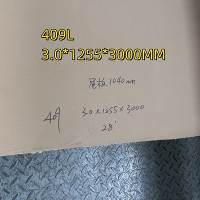 ASTM A240 Grade 409L 1.4512 3,0-12 mm laminé à chaud SUS409 Plaque en acier inoxydable NO 1 Finition