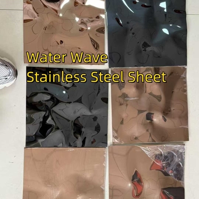 Décoration SUS304 en acier inoxydable Panneau de tôle ondulée à l'eau miroir noir poli