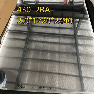 SUS430 2BA tôle en acier inoxydable laminée à froid 8K Surface miroir avec PVC Flim 1,2*1250*2500mm