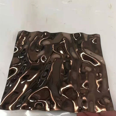 Panneau décoratif en acier inoxydable SUS304 finition miroir argenté, aspect vague d'eau